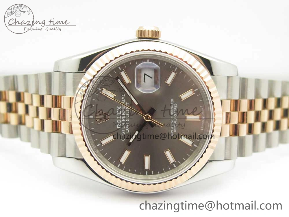 DateJust 36mm 904 SS RG Wrapped 116231 GMF Gray Dial on SS RG Wrapped Jubilee Bracelet A2836