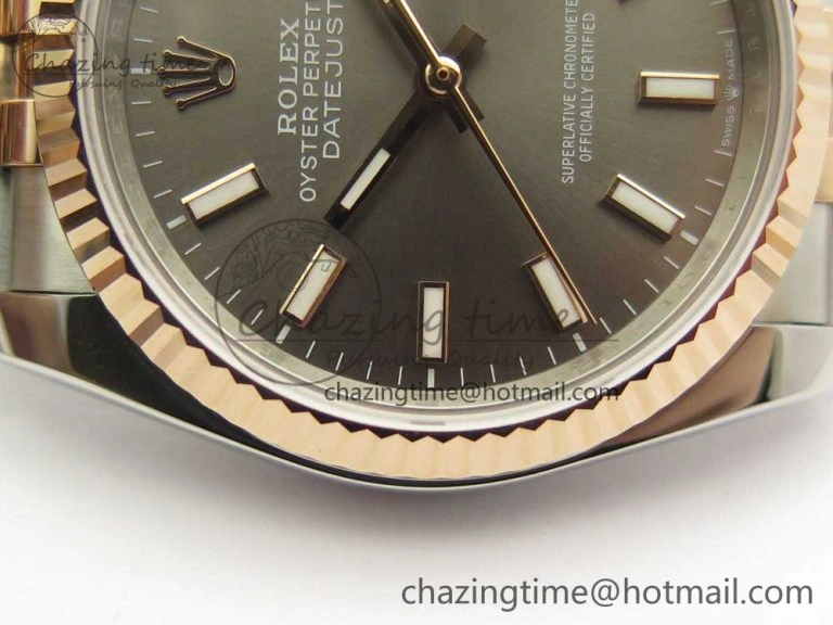DateJust 36mm 904 SS RG Wrapped 116231 GMF Gray Dial on SS RG Wrapped Jubilee Bracelet A2836