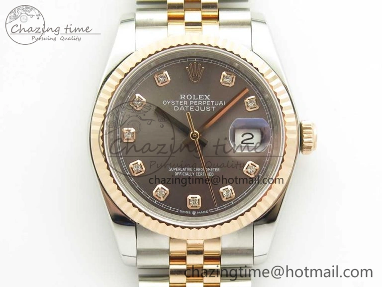 DateJust 36mm 904 SS RG Wrapped 116231 GMF Gray Diam Dial on SS RG Wrapped Jubilee Bracelet A2836