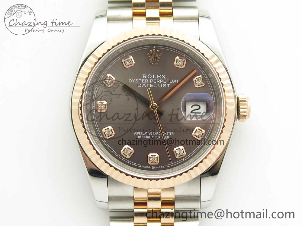 DateJust 36mm 904 SS RG Wrapped 116231 GMF Gray Diam Dial on SS RG Wrapped Jubilee Bracelet A2836