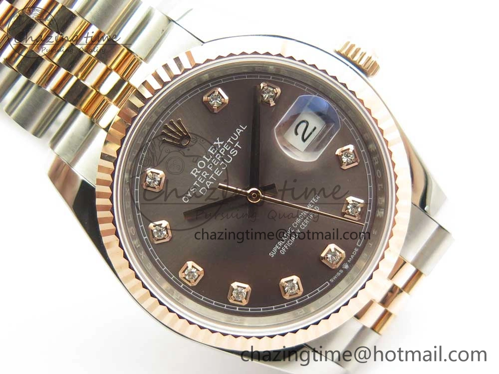DateJust 36mm 904 SS RG Wrapped 116231 GMF Gray Diam Dial on SS RG Wrapped Jubilee Bracelet A2836