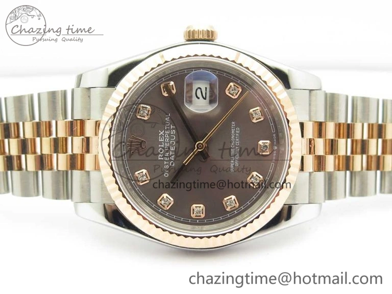 DateJust 36mm 904 SS RG Wrapped 116231 GMF Gray Diam Dial on SS RG Wrapped Jubilee Bracelet A2836