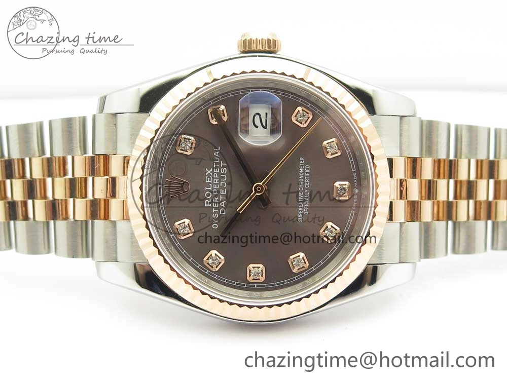 DateJust 36mm 904 SS RG Wrapped 116231 GMF Gray Diam Dial on SS RG Wrapped Jubilee Bracelet A2836