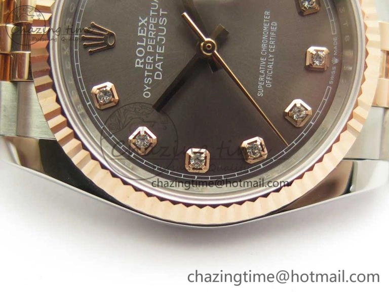 DateJust 36mm 904 SS RG Wrapped 116231 GMF Gray Diam Dial on SS RG Wrapped Jubilee Bracelet A2836