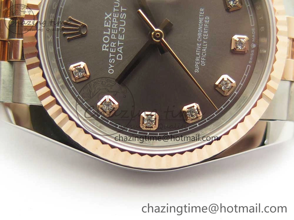 DateJust 36mm 904 SS RG Wrapped 116231 GMF Gray Diam Dial on SS RG Wrapped Jubilee Bracelet A2836