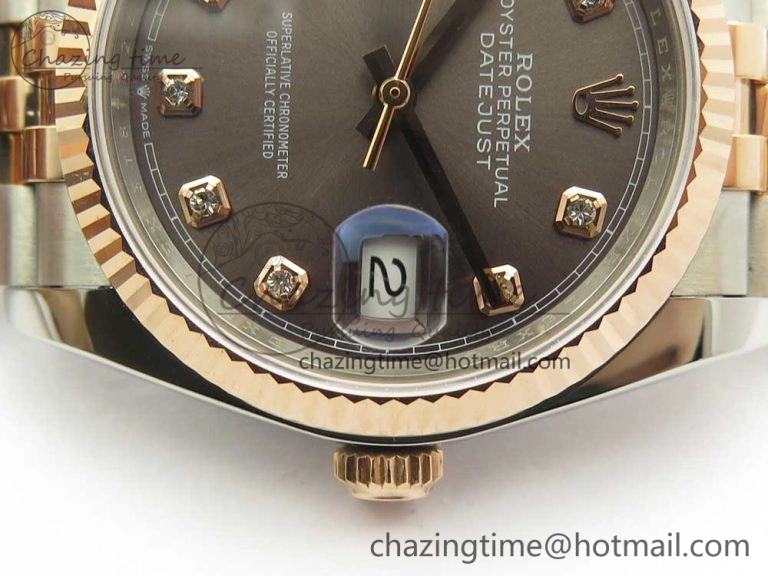 DateJust 36mm 904 SS RG Wrapped 116231 GMF Gray Diam Dial on SS RG Wrapped Jubilee Bracelet A2836