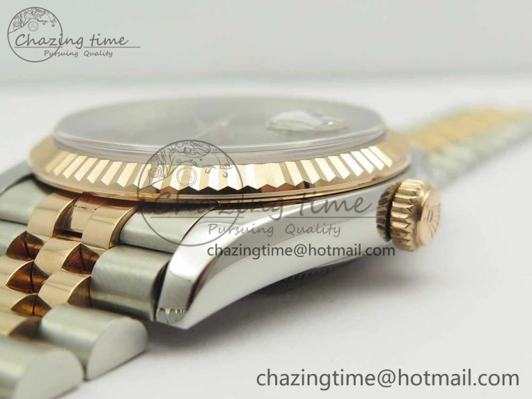 DateJust 36mm 904 SS RG Wrapped 116231 GMF Green Dial Roman Diam Markers on SS RG Wrapped Jubilee Bracelet A2836