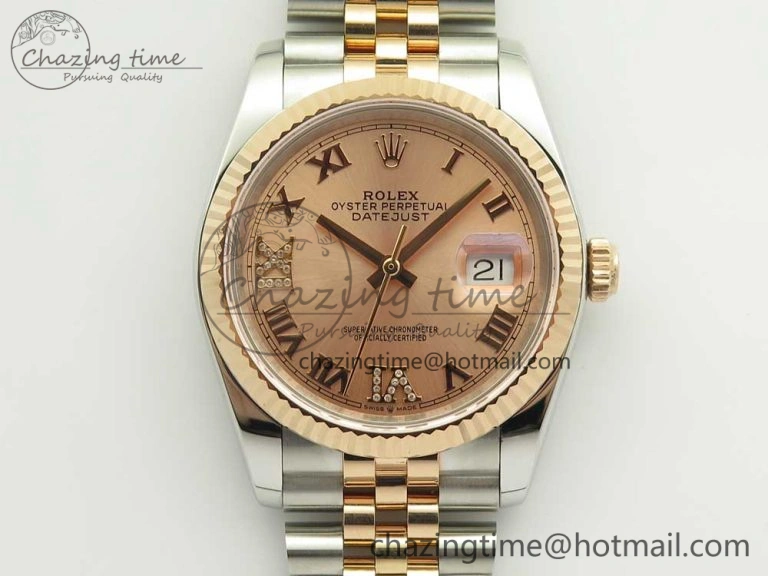 DateJust 36mm 904 SS RG Wrapped 116231 GMF RG Dial Roman Diam Markers on SS RG Wrapped Jubilee Bracelet A2836