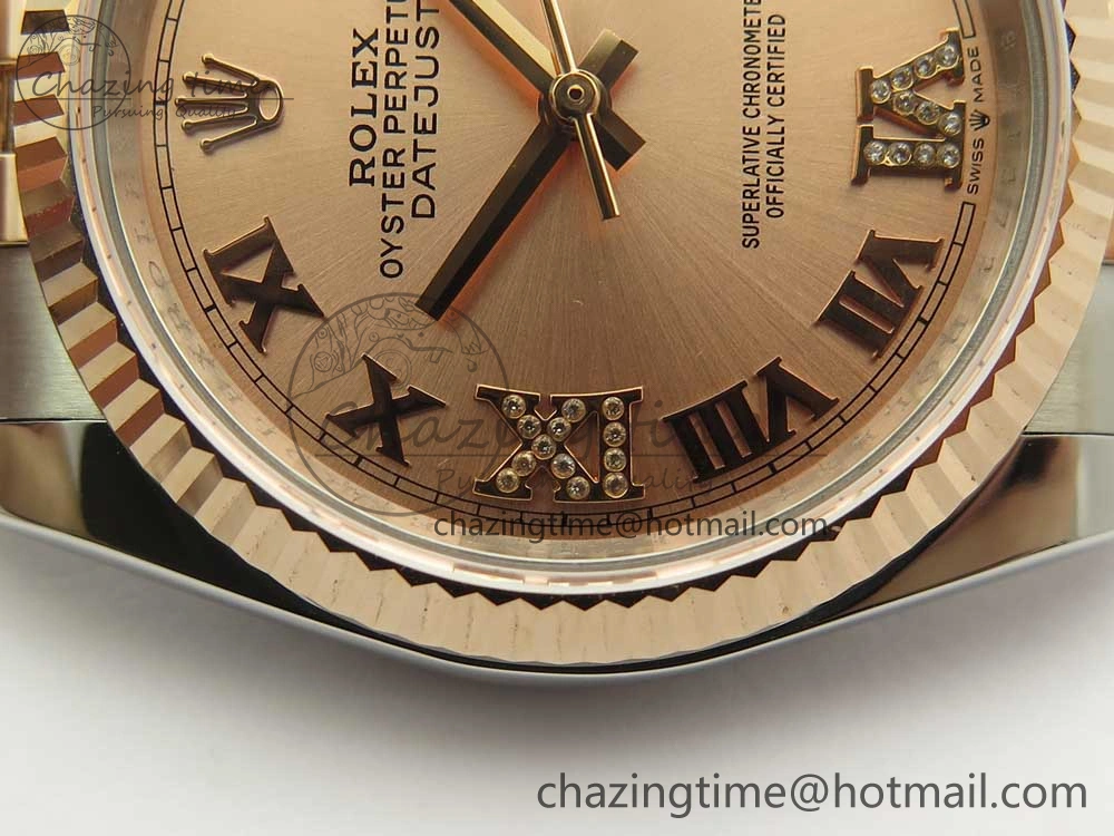 DateJust 36mm 904 SS RG Wrapped 116231 GMF RG Dial Roman Diam Markers on SS RG Wrapped Jubilee Bracelet A2836