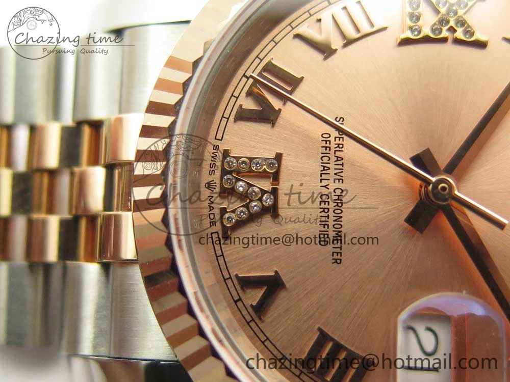 DateJust 36mm 904 SS RG Wrapped 116231 GMF RG Dial Roman Diam Markers on SS RG Wrapped Jubilee Bracelet A2836