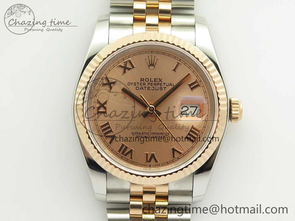 DateJust 36mm 904 SS RG Wrapped 116231 GMF RG Dial Roman on SS RG Wrapped Jubilee Bracelet A2836