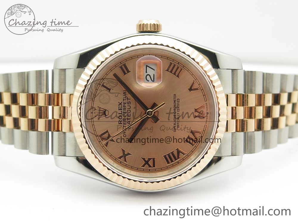 DateJust 36mm 904 SS RG Wrapped 116231 GMF RG Dial Roman on SS RG Wrapped Jubilee Bracelet A2836