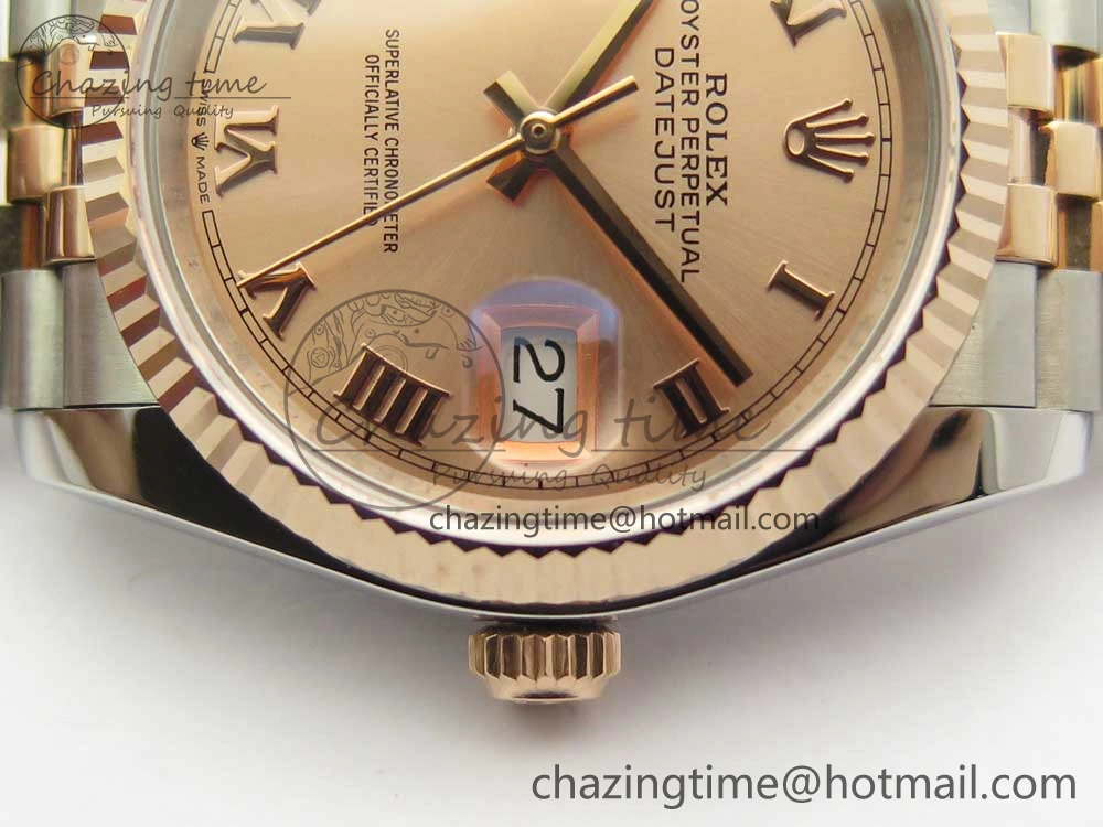 DateJust 36mm 904 SS RG Wrapped 116231 GMF RG Dial Roman on SS RG Wrapped Jubilee Bracelet A2836