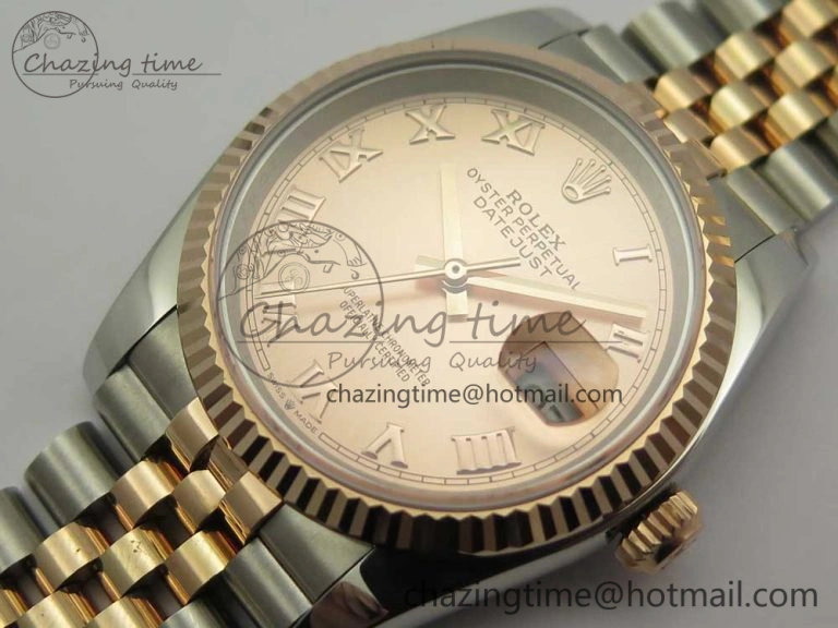 DateJust 36mm 904 SS RG Wrapped 116231 GMF RG Dial Roman on SS RG Wrapped Jubilee Bracelet A2836