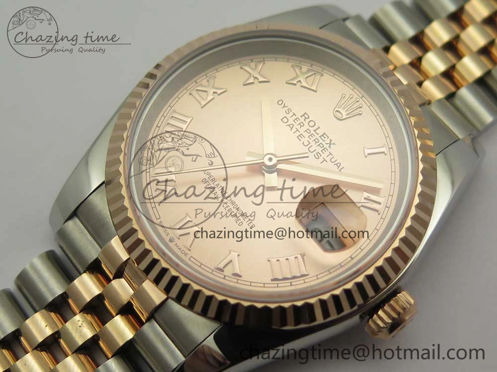 DateJust 36mm 904 SS RG Wrapped 116231 GMF RG Dial Roman on SS RG Wrapped Jubilee Bracelet A2836