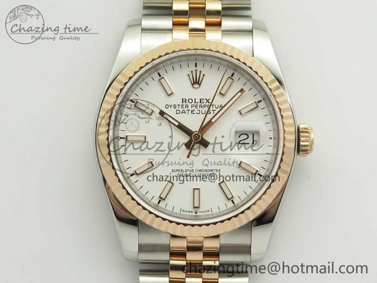 DateJust 36mm 904 SS RG Wrapped 116231 GMF White Dial on SS RG Wrapped Jubilee Bracelet A2836