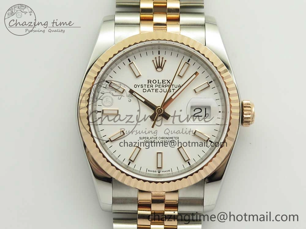 DateJust 36mm 904 SS RG Wrapped 116231 GMF White Dial on SS RG Wrapped Jubilee Bracelet A2836