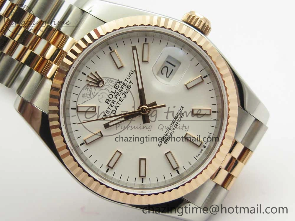 DateJust 36mm 904 SS RG Wrapped 116231 GMF White Dial on SS RG Wrapped Jubilee Bracelet A2836