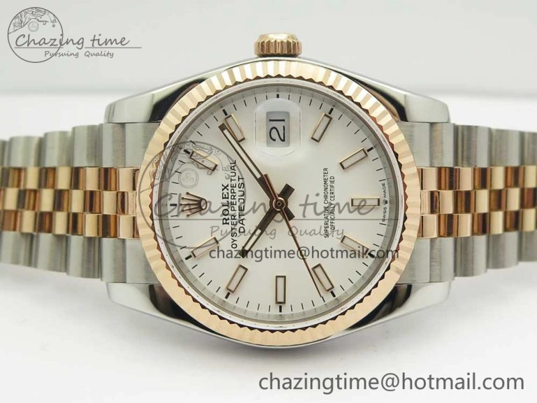 DateJust 36mm 904 SS RG Wrapped 116231 GMF White Dial on SS RG Wrapped Jubilee Bracelet A2836