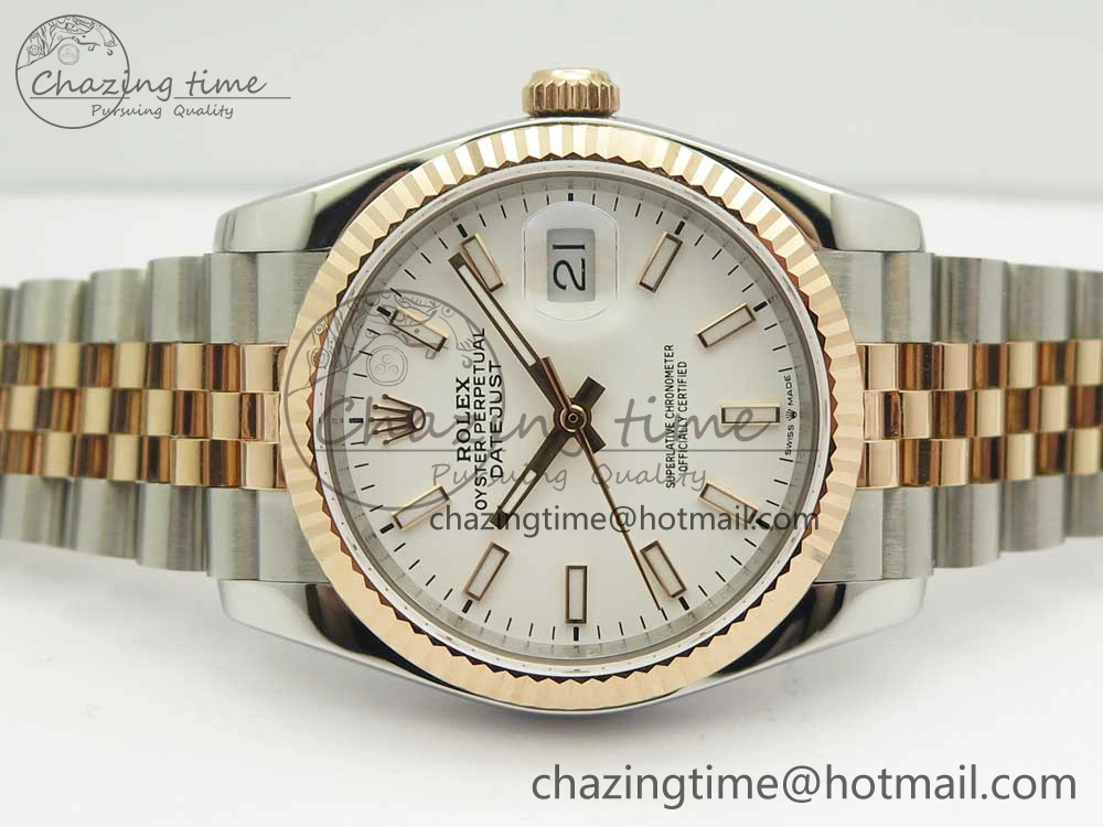 DateJust 36mm 904 SS RG Wrapped 116231 GMF White Dial on SS RG Wrapped Jubilee Bracelet A2836