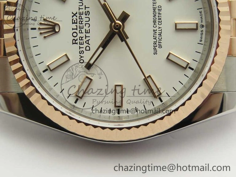DateJust 36mm 904 SS RG Wrapped 116231 GMF White Dial on SS RG Wrapped Jubilee Bracelet A2836