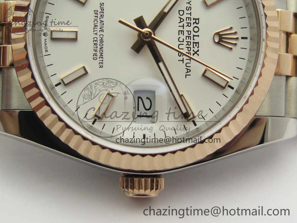 DateJust 36mm 904 SS RG Wrapped 116231 GMF White Dial on SS RG Wrapped Jubilee Bracelet A2836