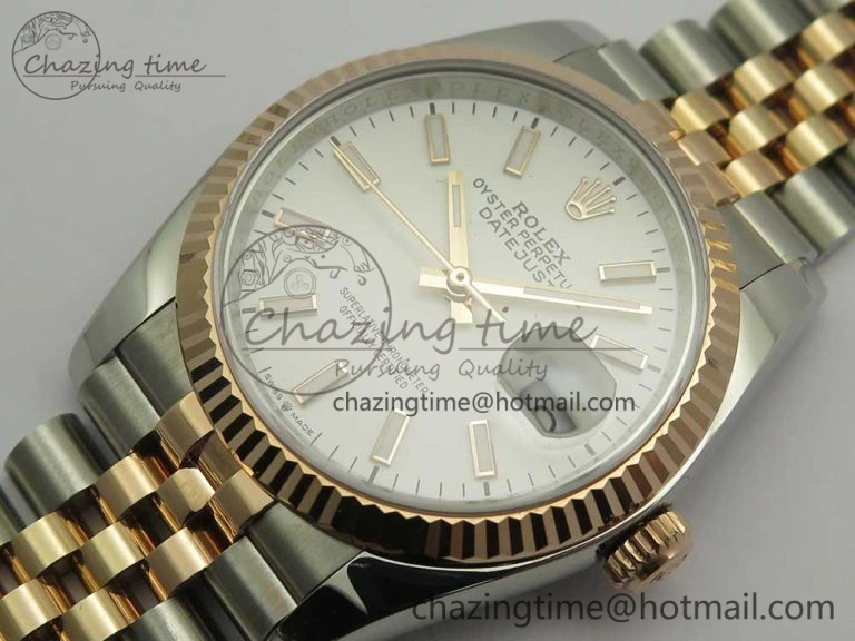 DateJust 36mm 904 SS RG Wrapped 116231 GMF White Dial on SS RG Wrapped Jubilee Bracelet A2836