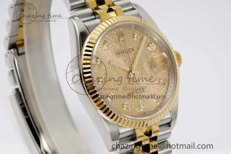 DateJust 36mm DIWF 1:1 Best Edition 904L Steel Computer Dial Diamonds Markers on SS YG Jubilee Bracelet SA3235
