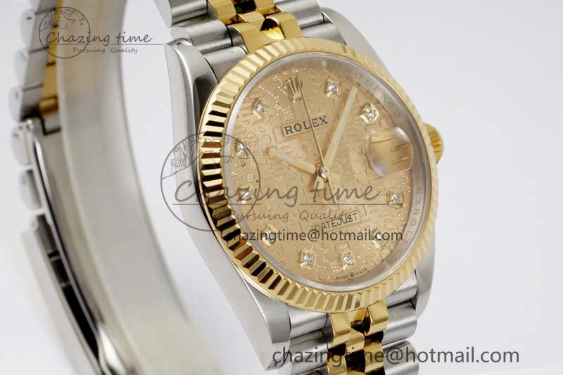 DateJust 36mm DIWF 1:1 Best Edition 904L Steel Computer Dial Diamonds Markers on SS YG Jubilee Bracelet SA3235