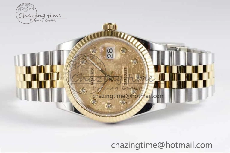 DateJust 36mm DIWF 1:1 Best Edition 904L Steel Computer Dial Diamonds Markers on SS YG Jubilee Bracelet SA3235