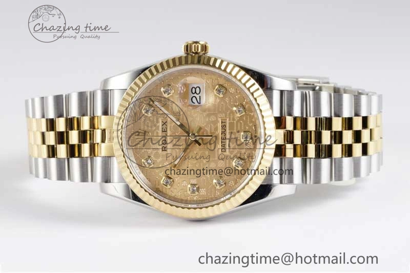 DateJust 36mm DIWF 1:1 Best Edition 904L Steel Computer Dial Diamonds Markers on SS YG Jubilee Bracelet SA3235