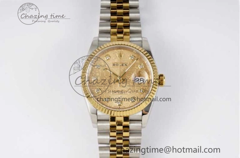 DateJust 36mm DIWF 1:1 Best Edition 904L Steel Computer Dial Diamonds Markers on SS YG Jubilee Bracelet SA3235