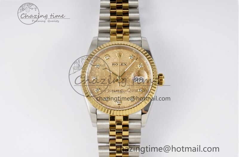 DateJust 36mm DIWF 1:1 Best Edition 904L Steel Computer Dial Diamonds Markers on SS YG Jubilee Bracelet SA3235