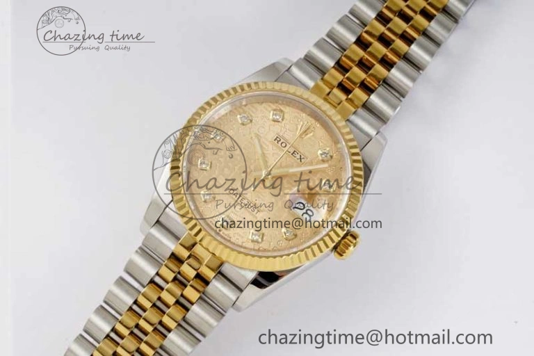 DateJust 36mm DIWF 1:1 Best Edition 904L Steel Computer Dial Diamonds Markers on SS YG Jubilee Bracelet SA3235