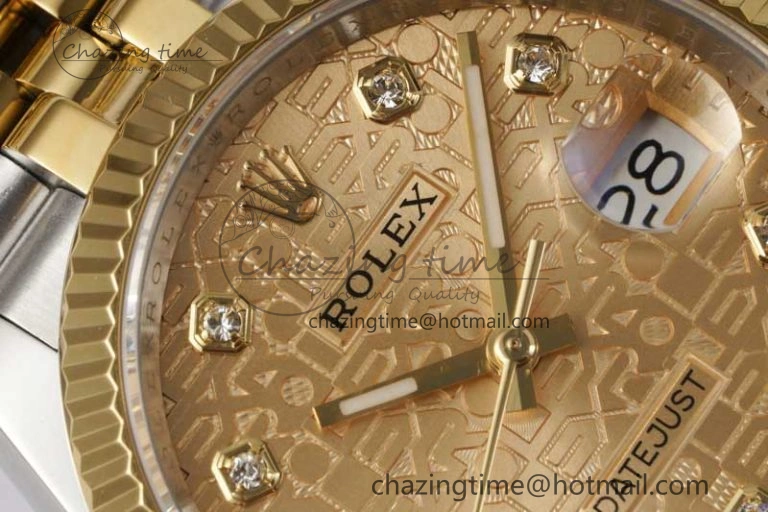 DateJust 36mm DIWF 1:1 Best Edition 904L Steel Computer Dial Diamonds Markers on SS YG Jubilee Bracelet SA3235