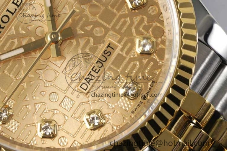 DateJust 36mm DIWF 1:1 Best Edition 904L Steel Computer Dial Diamonds Markers on SS YG Jubilee Bracelet SA3235