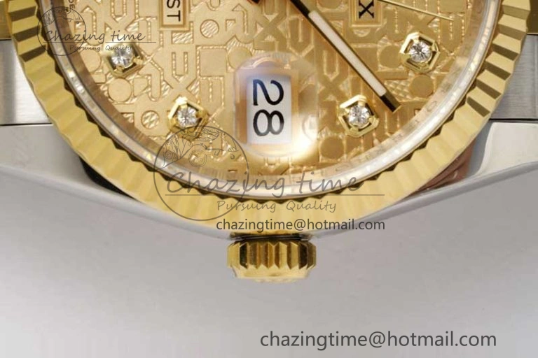 DateJust 36mm DIWF 1:1 Best Edition 904L Steel Computer Dial Diamonds Markers on SS YG Jubilee Bracelet SA3235