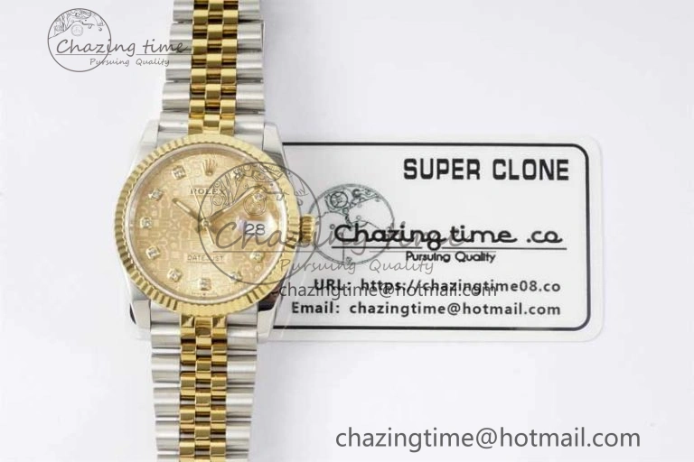 DateJust 36mm DIWF 1:1 Best Edition 904L Steel Computer Dial Diamonds Markers on SS YG Jubilee Bracelet SA3235