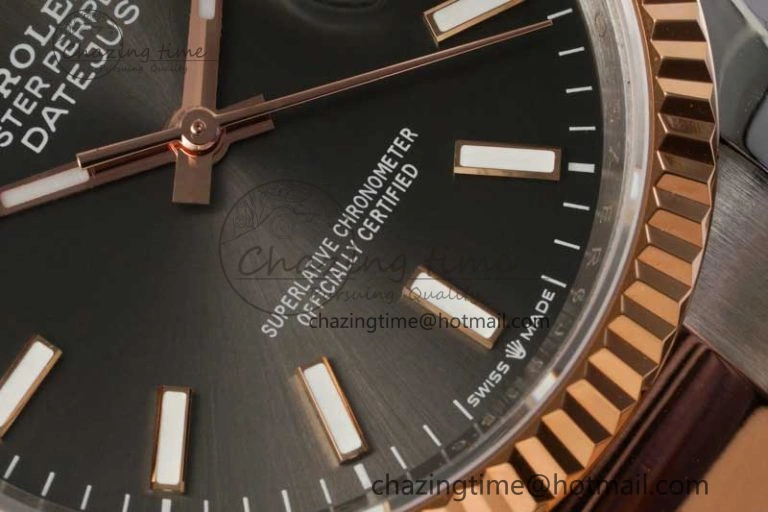 DateJust 36mm DIWF 1:1 Best Edition 904L Steel Gray Dial on SS RG Oyster Bracelet SA3235