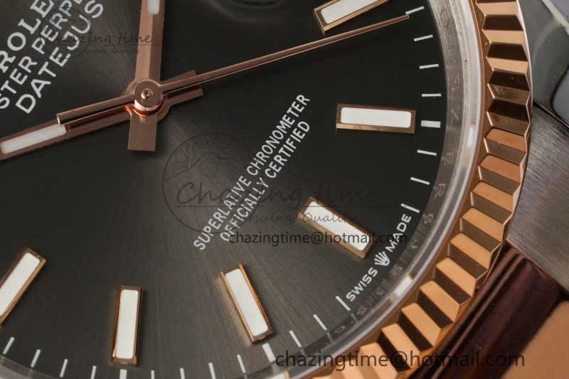 DateJust 36mm DIWF 1:1 Best Edition 904L Steel Gray Dial on SS RG Oyster Bracelet SA3235