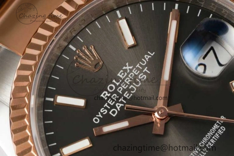 DateJust 36mm DIWF 1:1 Best Edition 904L Steel Gray Dial on SS RG Oyster Bracelet SA3235