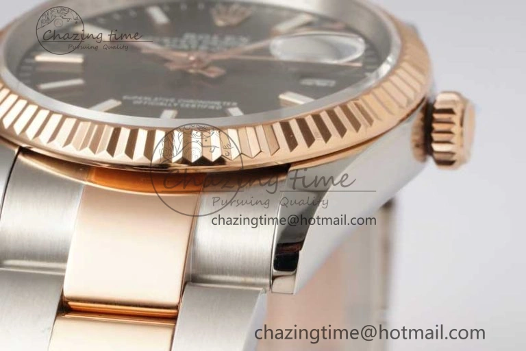 DateJust 36mm DIWF 1:1 Best Edition 904L Steel Gray Dial on SS RG Oyster Bracelet SA3235
