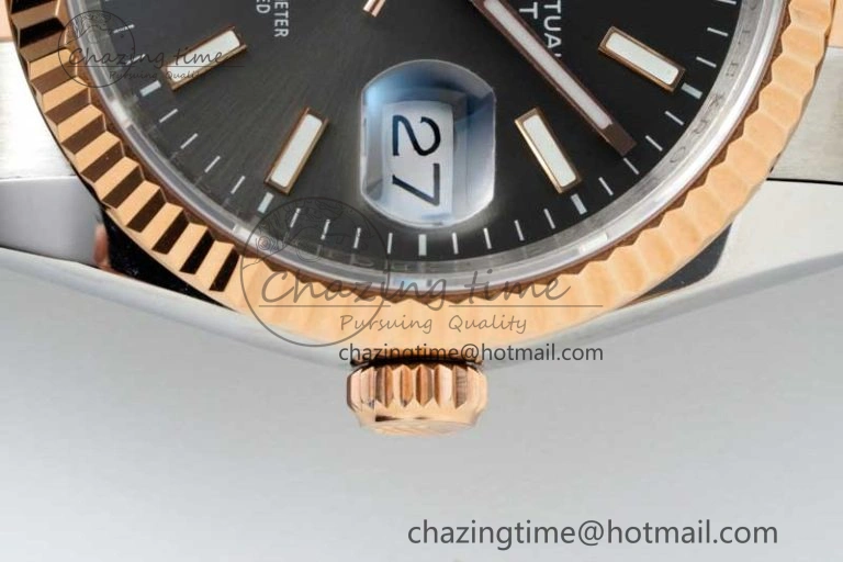 DateJust 36mm DIWF 1:1 Best Edition 904L Steel Gray Dial on SS RG Oyster Bracelet SA3235