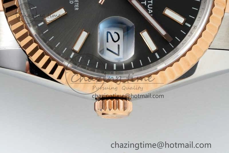 DateJust 36mm DIWF 1:1 Best Edition 904L Steel Gray Dial on SS RG Oyster Bracelet SA3235