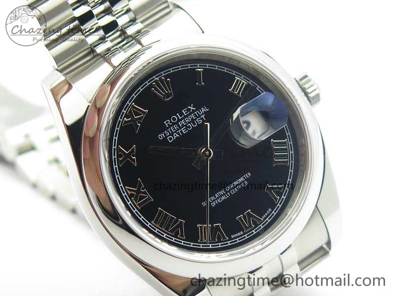 DateJust 36mm SS 116200 ARF 1:1 Best Edition Black Roman Dial On 904L SS Jubilee Bracelet SA3135