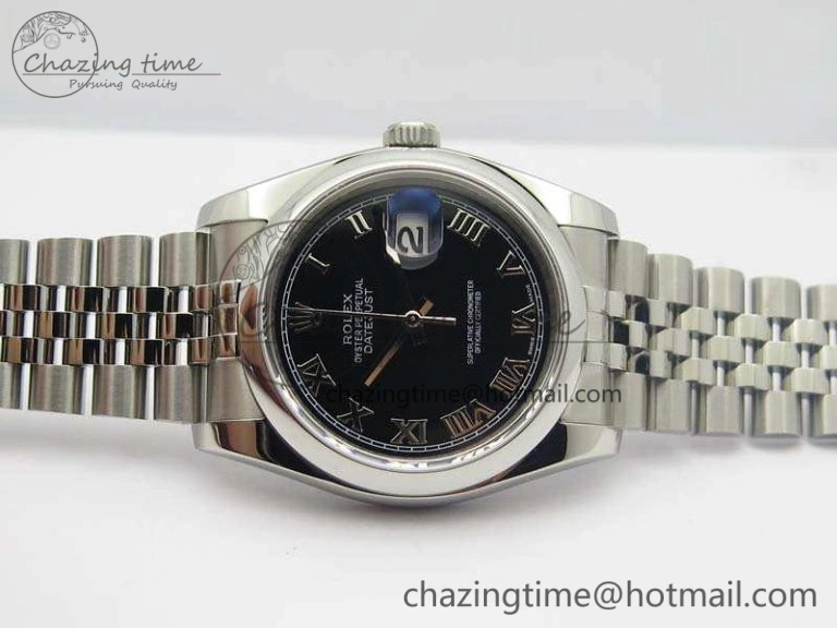 DateJust 36mm SS 116200 ARF 1:1 Best Edition Black Roman Dial On 904L SS Jubilee Bracelet SA3135