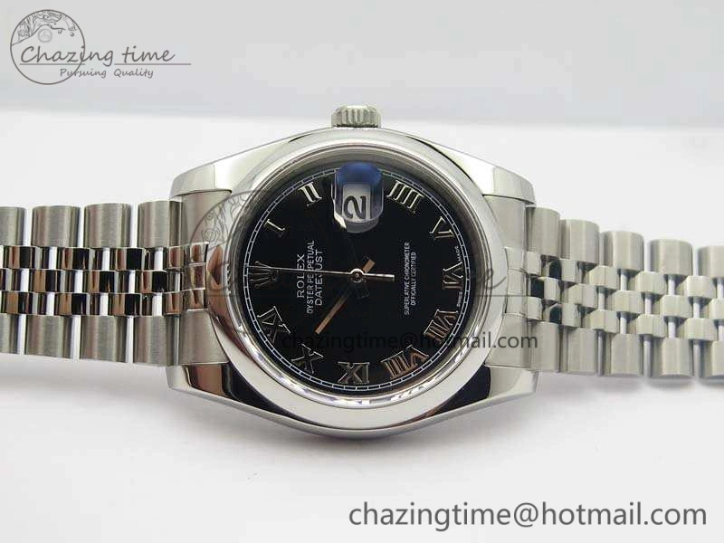 DateJust 36mm SS 116200 ARF 1:1 Best Edition Black Roman Dial On 904L SS Jubilee Bracelet SA3135