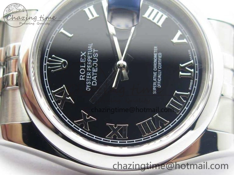 DateJust 36mm SS 116200 ARF 1:1 Best Edition Black Roman Dial On 904L SS Jubilee Bracelet SA3135