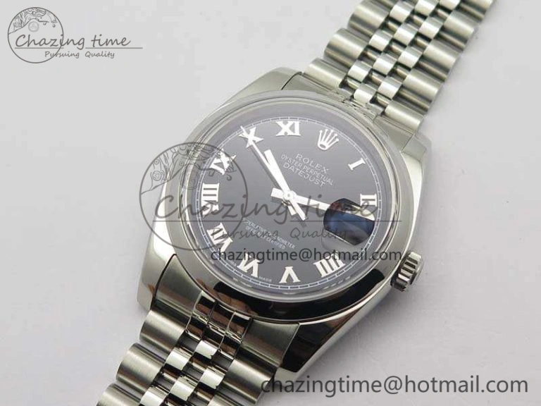 DateJust 36mm SS 116200 ARF 1:1 Best Edition Black Roman Dial On 904L SS Jubilee Bracelet SA3135