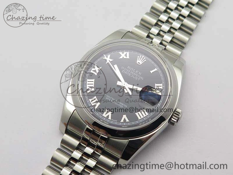 DateJust 36mm SS 116200 ARF 1:1 Best Edition Black Roman Dial On 904L SS Jubilee Bracelet SA3135